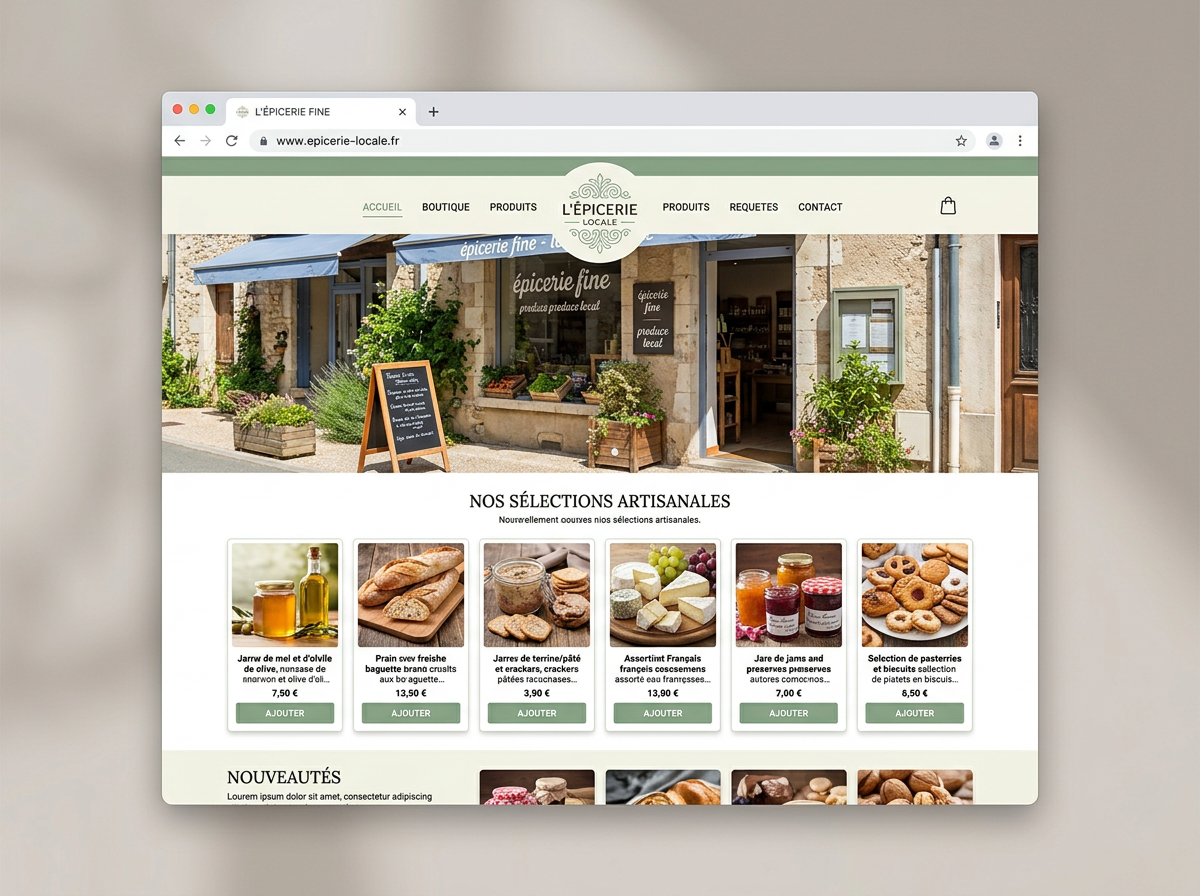 Aperçu du site web réalisé pour un commerce local
